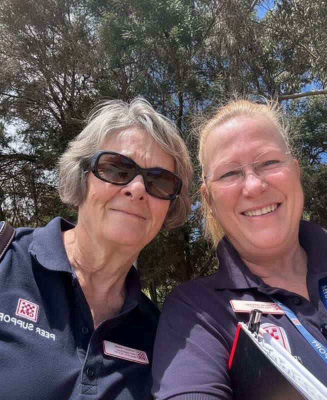 Gloria Turner and Dawn Whittall at the Harcourt fires